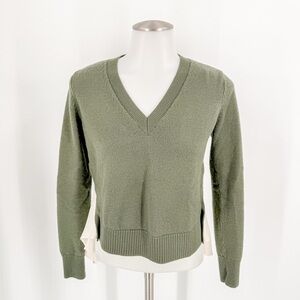 Veronica Beard Olive V-Neck Sweater
